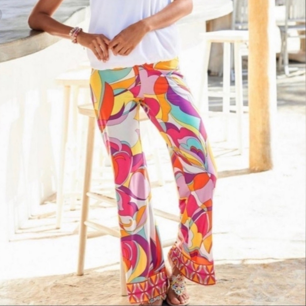 Boston Proper Abstract Print Palazzo Pant - Size M